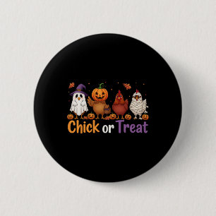 Badge Rond 5 Cm Chick Ou Traiter Halloween Sorcière Éffrayante Pou