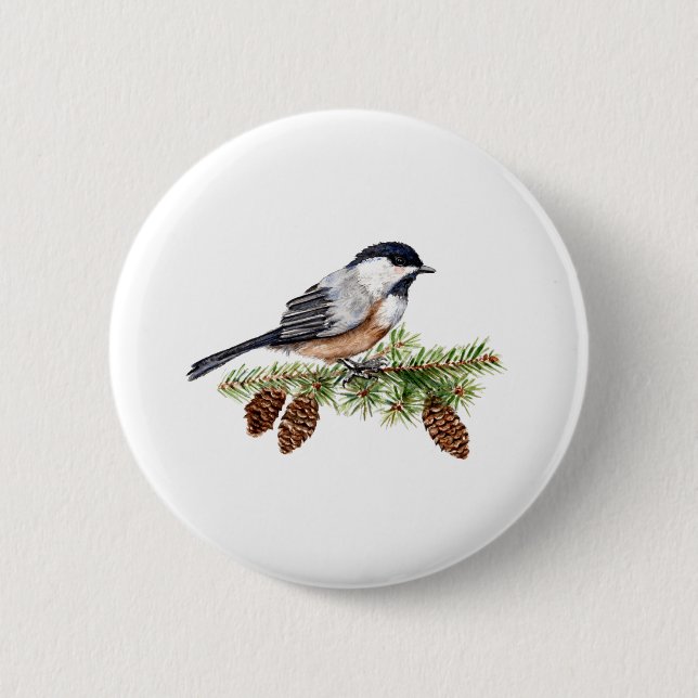 Badge Rond 5 Cm Chickadee d'hiver (Devant)