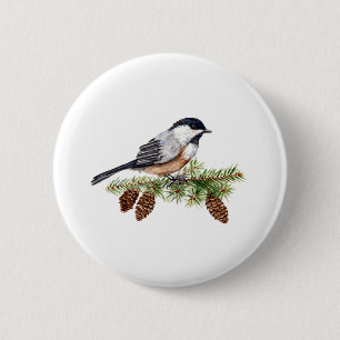 Badge Rond 5 Cm Chickadee d'hiver