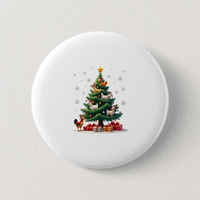 Badge Rond 5 Cm Chicken Cow Goat Horse Farm Animal Farmer Christma (Devant)