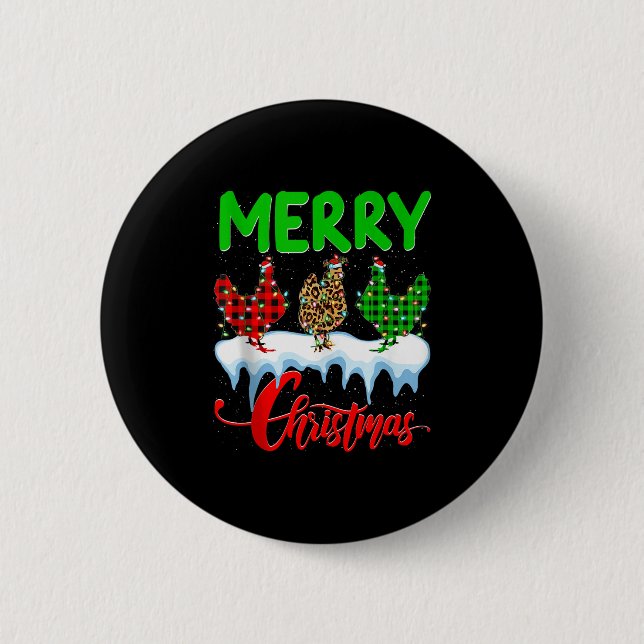 Badge Rond 5 Cm Chicken Merry Christmas Pajamas Leopard Buffalo Pl (Devant)