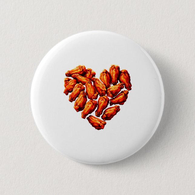 Badge Rond 5 Cm Chicken Wings Are My Valentine Heart Funny Valenti (Devant)