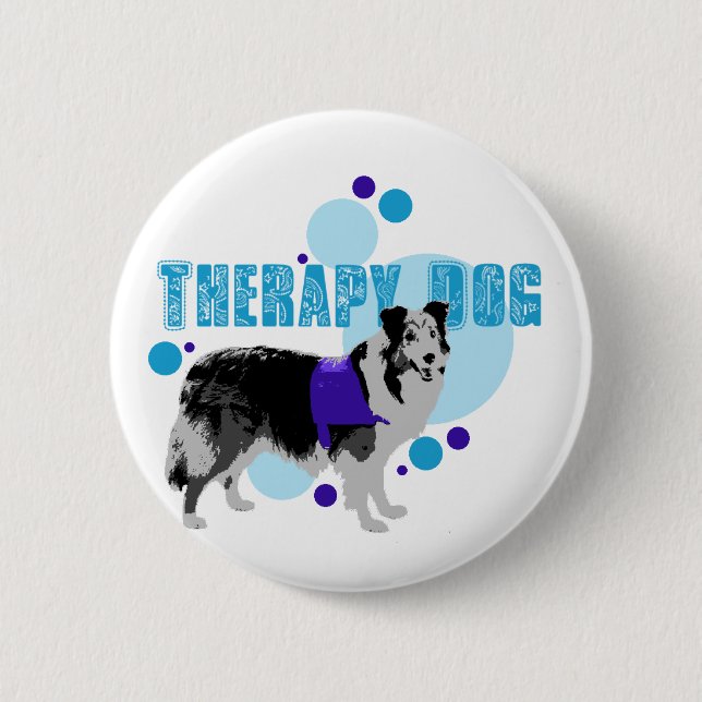 Badge Rond 5 Cm Chien 2 de thérapie de Talent (Devant)