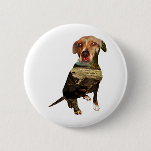 Badge Rond 5 Cm chien à double exposition