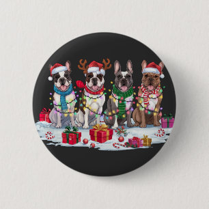 Badge Rond 5 Cm Chien à rames de Noël