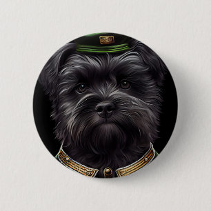 Badge Rond 5 Cm Chien Affenpinscher en Robe de la Saint Patrick