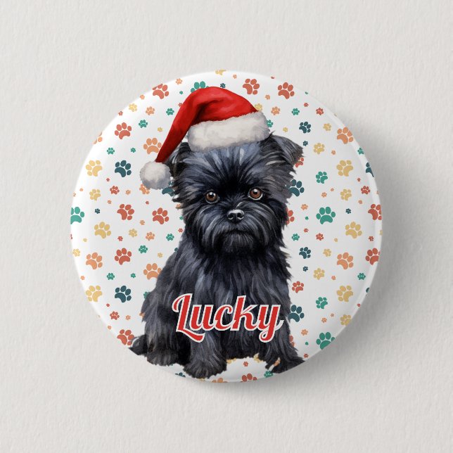 Badge Rond 5 Cm Chien Affenpinscher Noël (Devant)