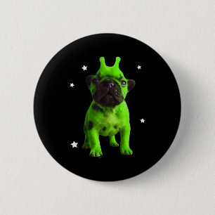 Badge Rond 5 Cm Chien Alien Meme Rétro Chien Silly Vintage Espace