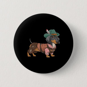 Badge Rond 5 Cm Chien allemand Dachshund Bavarian Weiner Saucisse 