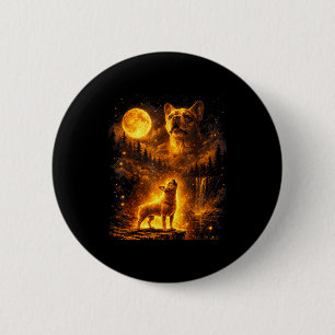 Badge Rond 5 Cm Chien au clair de lune vintage bouledogue français