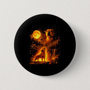 Badge Rond 5 Cm Chien au clair de lune vintage drôle bouledogue hu
