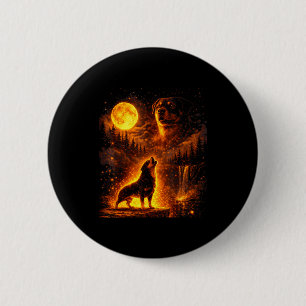 Badge Rond 5 Cm Chien au clair de lune vintage drôle rottweiler hu