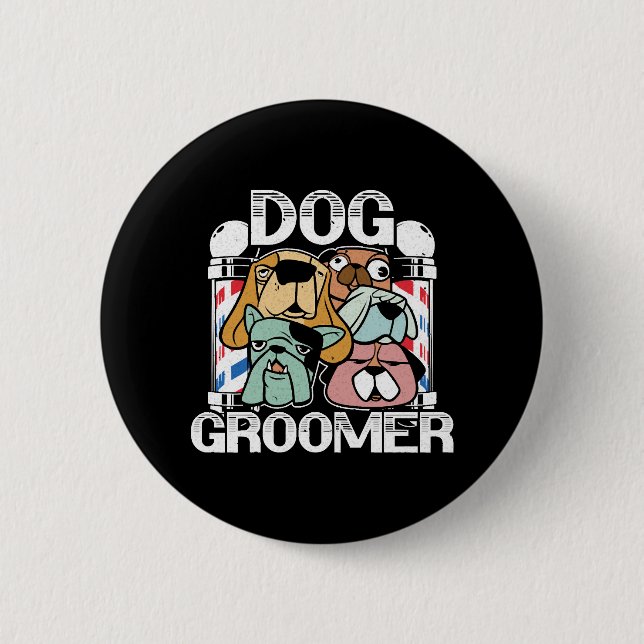 Badge Rond 5 Cm Chien Barbier Animateur Animateur Salon Animateur  (Devant)