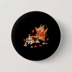 Badge Rond 5 Cm Chien Beagle Cheval Chinois Drôle Enfants Hommes F