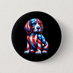 Badge Rond 5 Cm Chien Beagle mignon Usa Drapeau Femmes Hommes Amou