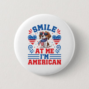 Badge Rond 5 Cm Chien Beagle patriotique pour 4 juillet