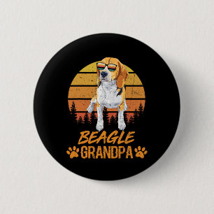 Badge Rond 5 Cm Chien Beagle tricolore Grand-père Patte Papa Fête