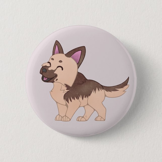 Badge Rond 5 Cm Chien berger allemand de Kawaii (Devant)