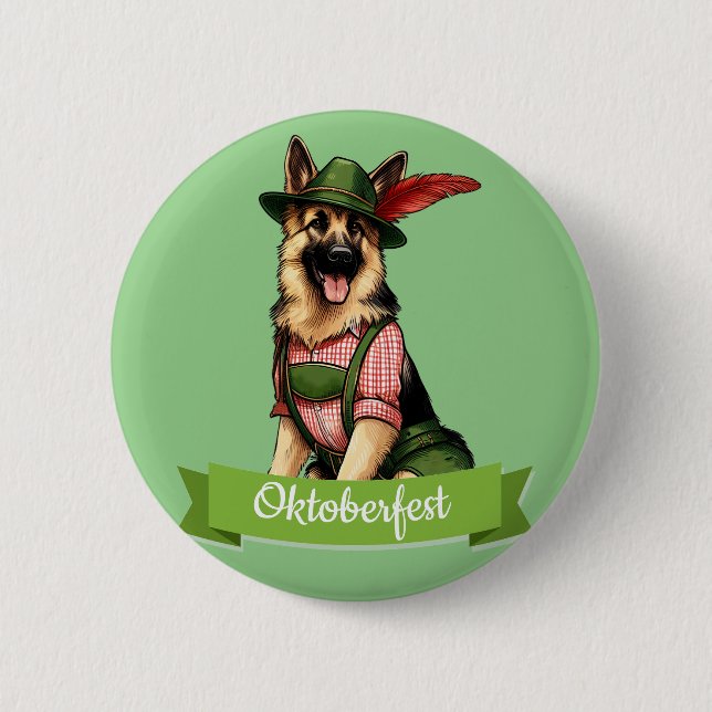 Badge Rond 5 Cm Chien berger allemand de l'Oktoberfest (Devant)