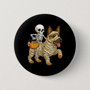 Badge Rond 5 Cm Chien berger allemand de momie à cheval sur un squ