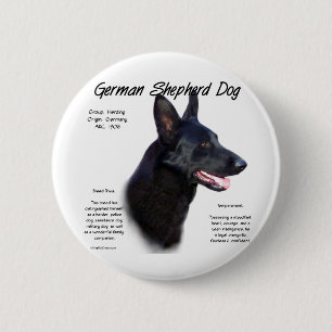 Badge Rond 5 Cm Chien berger allemand (noir) Conception de l'histo