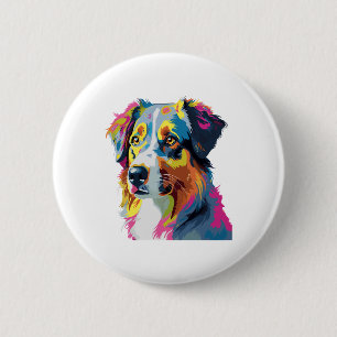 Badge Rond 5 Cm Chien berger australien coloré