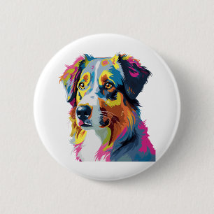 Badge Rond 5 Cm Chien berger australien coloré 5