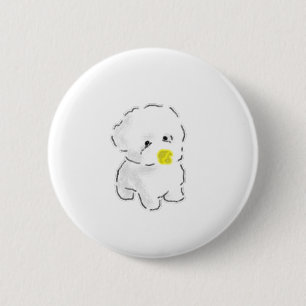 Badge Rond 5 Cm Chien Bichon Frise Mignon portant un Muzzle de bec