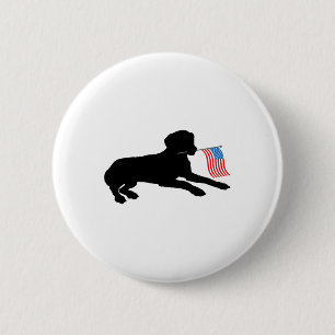 Badge Rond 5 Cm Chien Black Lab tenant le drapeau patriotique Usa