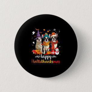 Badge Rond 5 Cm Chien boston terrier femme noël halloween