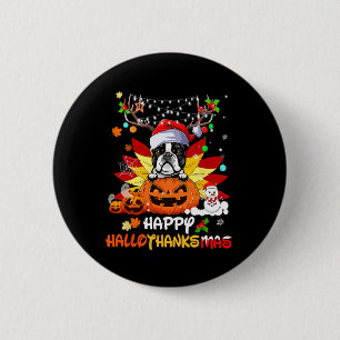 Badge Rond 5 Cm Chien Boston Terrier Halloween Et Joyeux Noël
