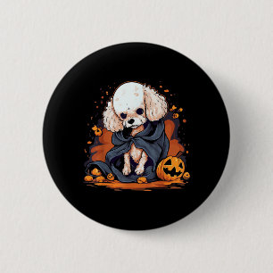 Badge Rond 5 Cm Chien Caniche Halloween