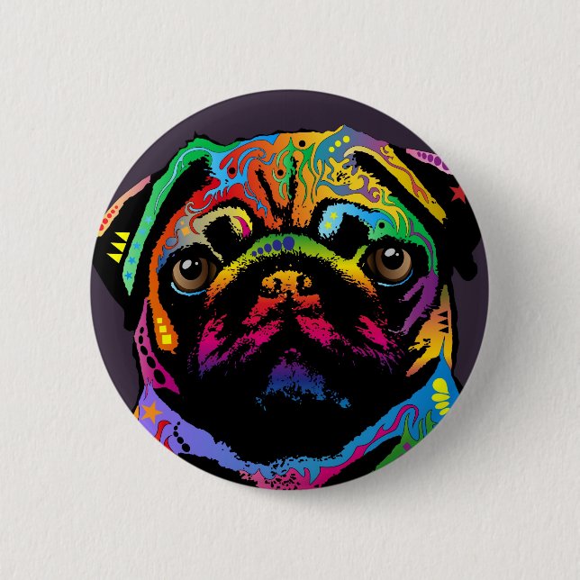 Badge Rond 5 Cm Chien carlin (Devant)
