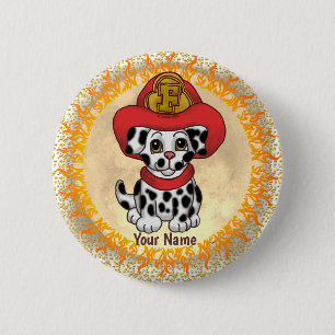 Badge Rond 5 Cm Chien Chien Chien Chien Chien Pompier nom personna