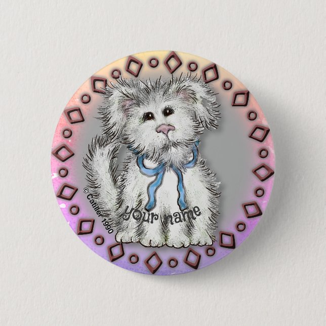Badge Rond 5 Cm Chien chiot (Devant)