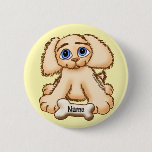 Badge Rond 5 Cm Chien chiot os