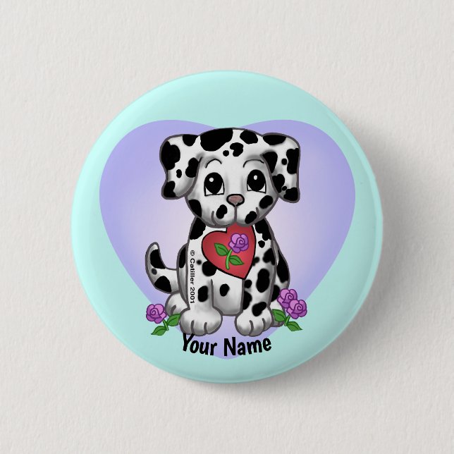 Badge Rond 5 Cm Chien coeur (Devant)