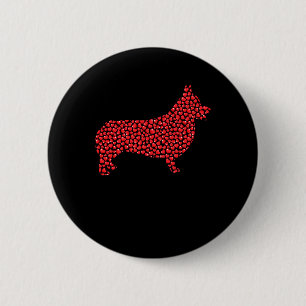 Badge Rond 5 Cm Chien Corgi Gallois en forme de cœur pour la Saint