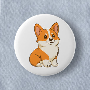 Badge Rond 5 Cm Chien Corgi Mignon