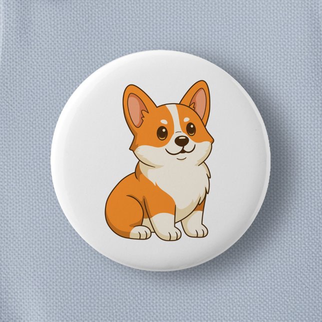 Badge Rond 5 Cm Chien Corgi Mignon (Créateur téléchargé)