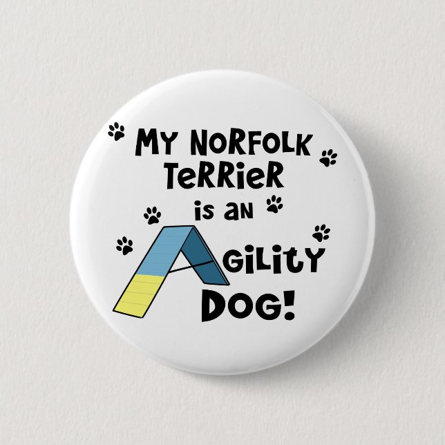 Badge Rond 5 Cm Chien d'agilité de Norfolk Terrier (Devant)