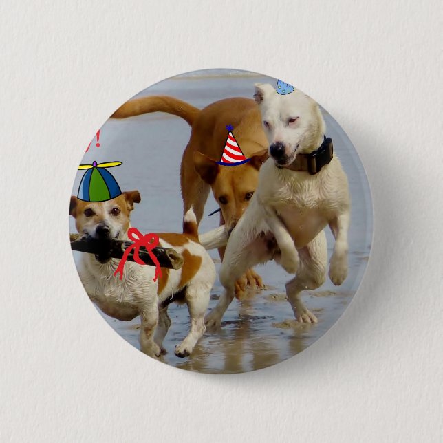 Badge Rond 5 Cm chien d'anniversaire heureux (Devant)