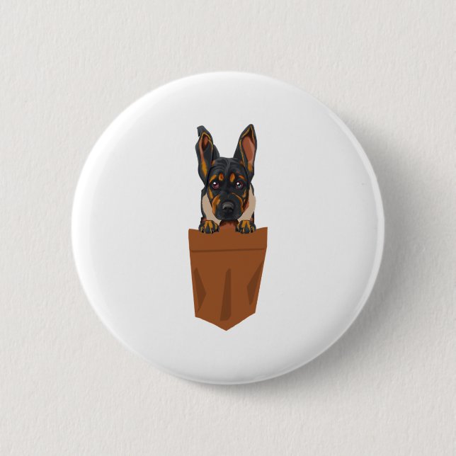 Badge Rond 5 Cm Chien dans Pocket Funny Chien pour Amoureux de les (Devant)