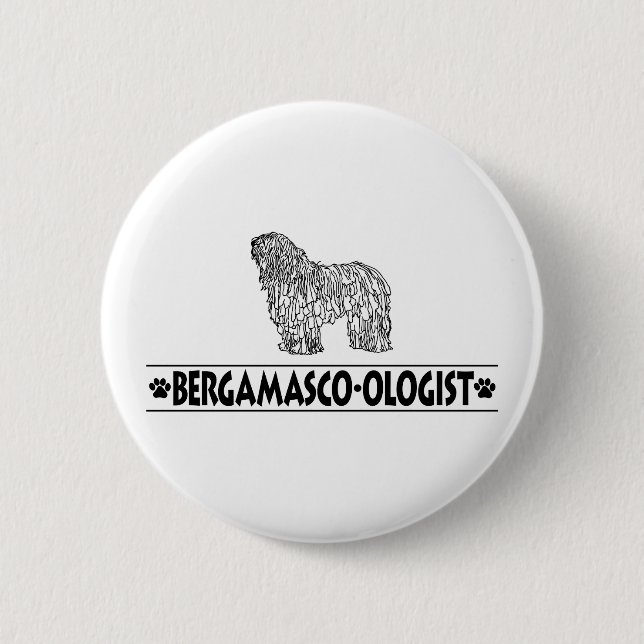 Badge Rond 5 Cm Chien de Bergamasco (Devant)