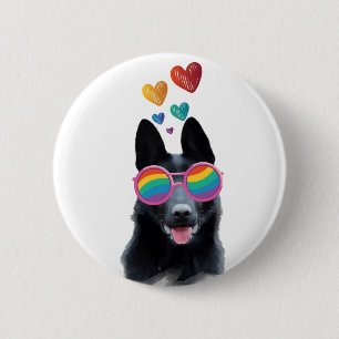 Badge Rond 5 Cm Chien de berger allemand avec la Saint-Valentin co