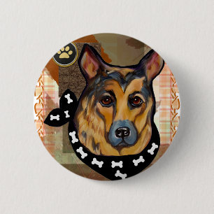 BADGE ROND 5 CM CHIEN DE BERGER ALLEMAND DE THANKSGIVING