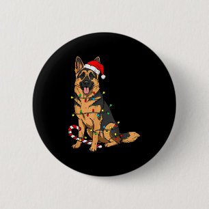 Badge Rond 5 Cm Chien de berger allemand Noël Lumières Xmas Chien 