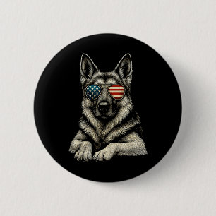 Badge Rond 5 Cm Chien de berger allemand patriotique Drapeau améri