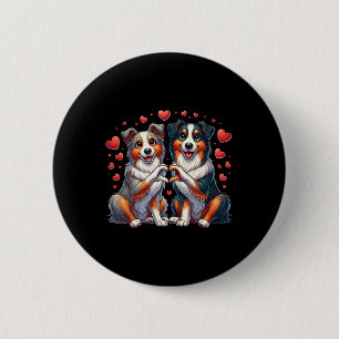 Badge Rond 5 Cm Chien de berger australien de la Saint-Valentin fa