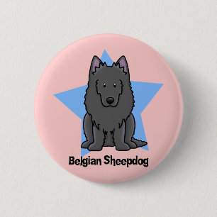 Badge Rond 5 Cm Chien de berger de Belge d'étoile de Kawaii